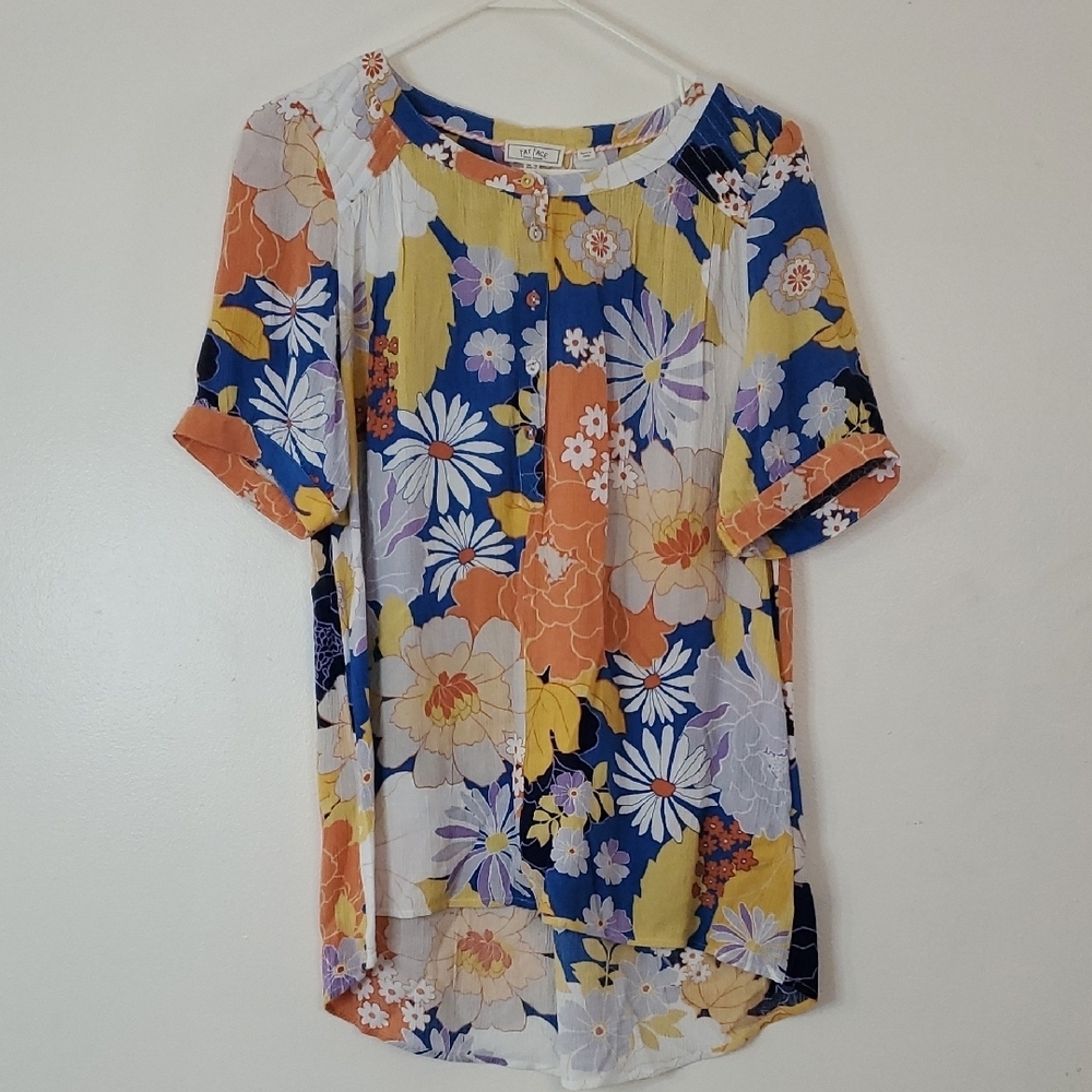 Fat Face Floral Blouse Top Size 6 Summer Flowy Button Closure Colorful Pattern